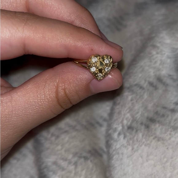 Gold Heart Ring with Crystals